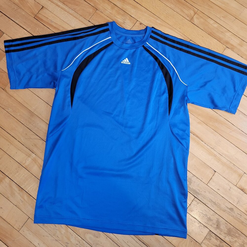 Adidas Climalite Blue Athletic Performance Shirt Size Small Long Sleeve Three St